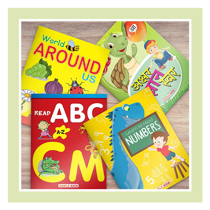 First Learning Picture Books - 3 to 5 Years Old Children - Numbers, Alphabets, Hindi Varnmala, Environment (Set of 4 Books)
