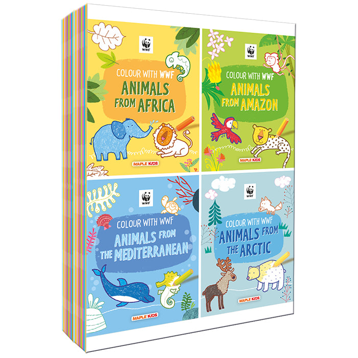 WWF Animal Colouring Books (Set of 4 Books) - Africa, Amazon, Arctic, Mediterranean