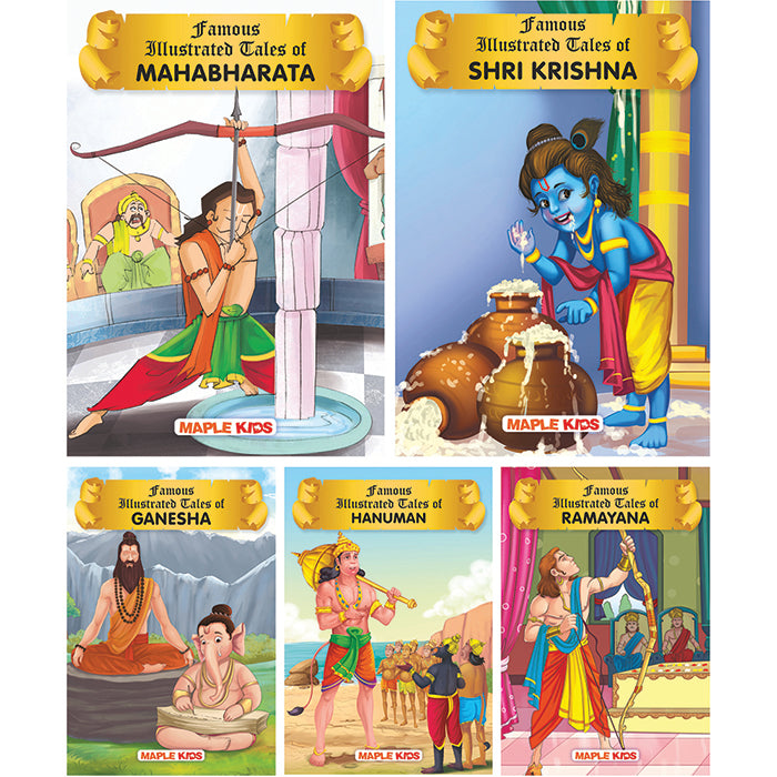 Famous Mythology Tales (Set of 5 Books) - Krishna, Ramayana, Ganesha, Hanuman, Mahabharata