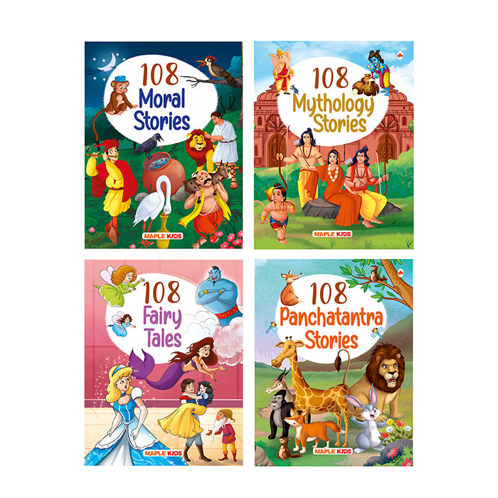 Best of 108 Stories (Set of 4 books) (Illustrated) - Panchatantra, Moral, Mythology and Fairytales