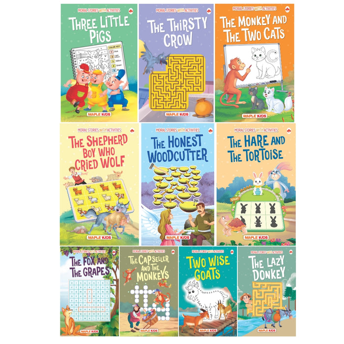 Moral Story Books with Activities for Kids (Set of 10 Books)