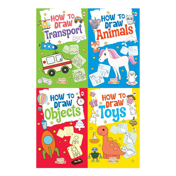 How to Draw - Toys, Animals, Objects, Transport (Set of 4 Books)