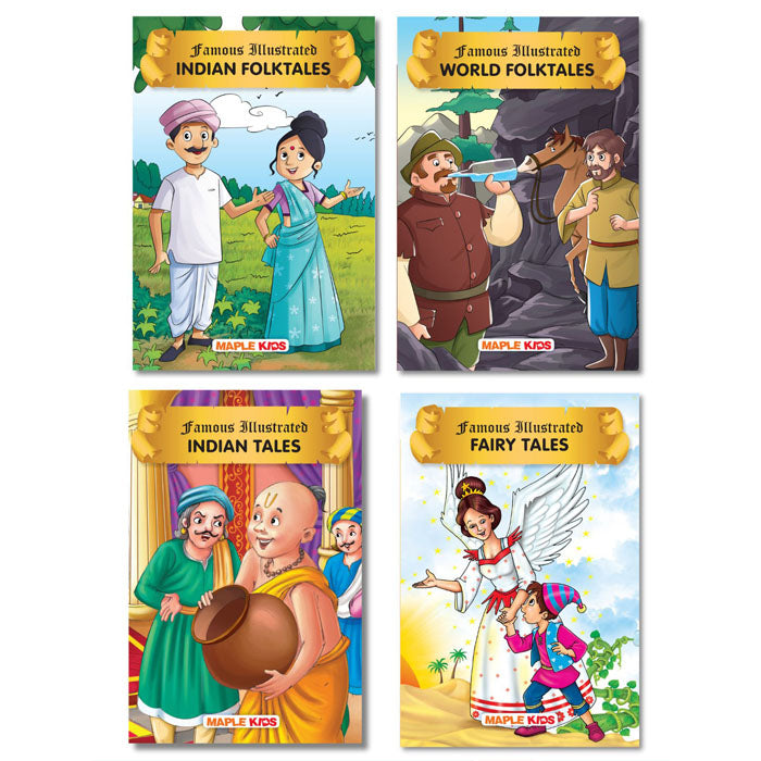Folk Tales (Set of 4 Books) - Indian FolkTales, Indian Fairy Tales, World FolkTales, Fairy Tales