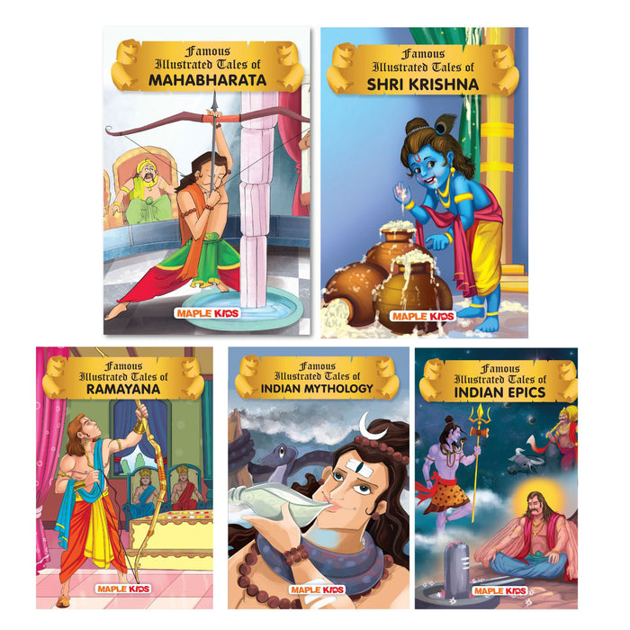 Mythological Tales (Set of 5 Books) - Mahabharata, Shri Krishna, Indian Mythology, Ramayana, Indian Epics