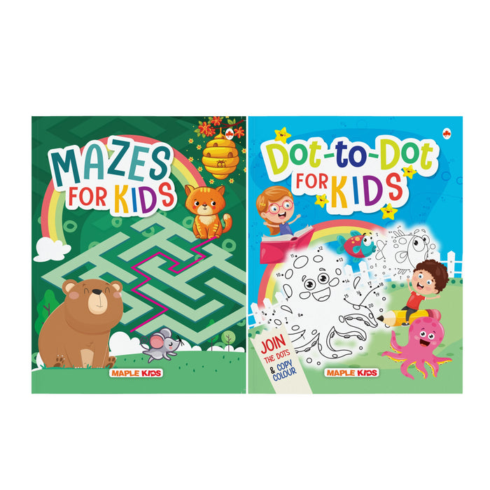 Activity Books for Kids - Dot to Dot and Mazes (Set of 2 Books)