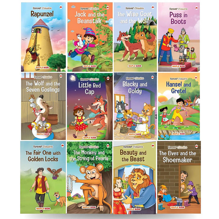 Forever Classics (Set of 12 Books) - Rapunzel, The Wise Goat and the Wolf, Jack and the Beanstalk...Hansel and Gretel, Beauty and the Beast