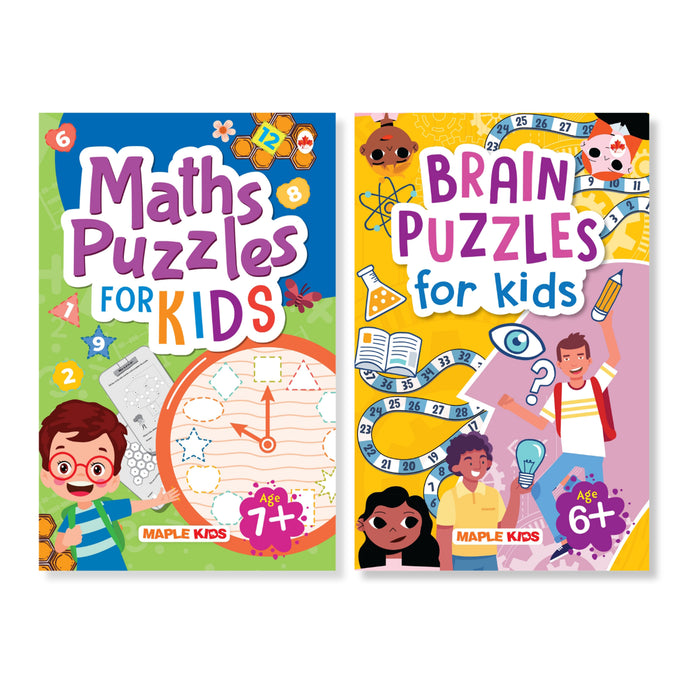 Activity Books for Kids - Maths and Brain Puzzles (Set of 2 Books)