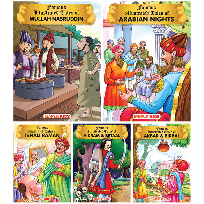 Witty Tales (Set of 5 Books) - Tenali Raman, Vikram & Betaal, Akbar & Birbal, Mullah Nasruddin, Arabian Nights