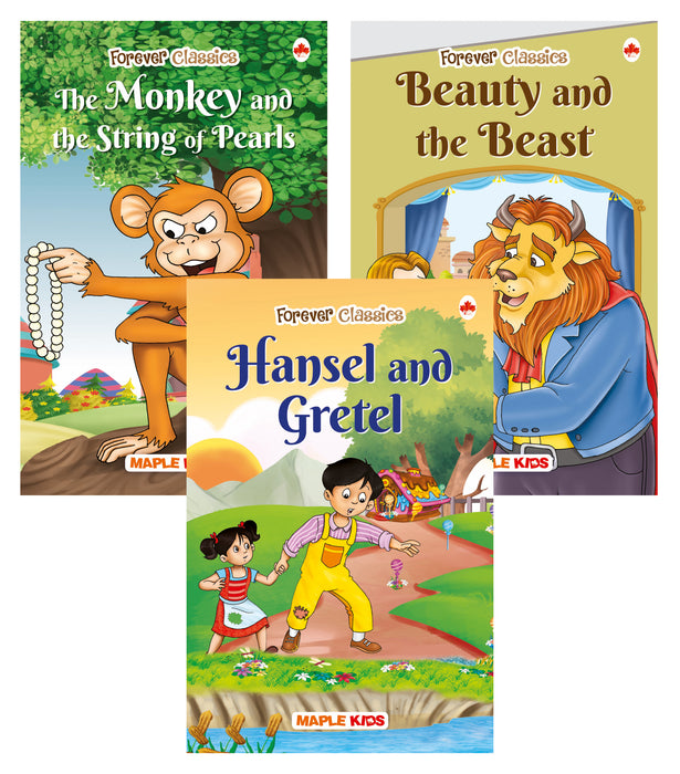 Forever Classics - 4 (Set of 3 Books) - The Monkey and the String of Pearls, Hansel and Gretel, Beauty and the Beast