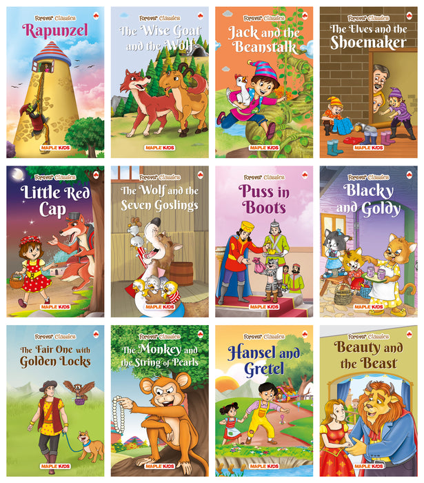 Forever Classics (Set of 12 Books) - Rapunzel, The Wise Goat and the Wolf, Jack and the Beanstalk...Hansel and Gretel, Beauty and the Beast