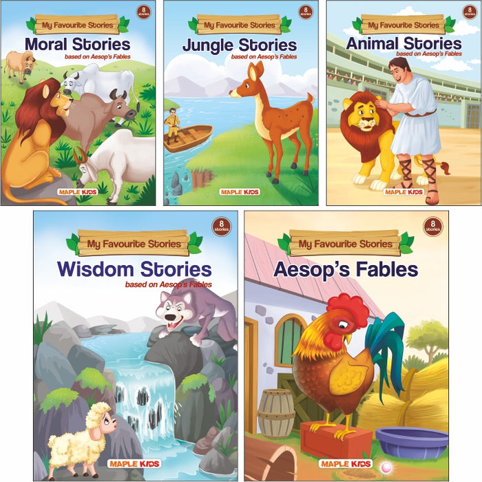 Moral Stories (Set of 5 Books) - Aesop's Fables, Animal stories, Jungle stories, Moral stories, Wisdom stories