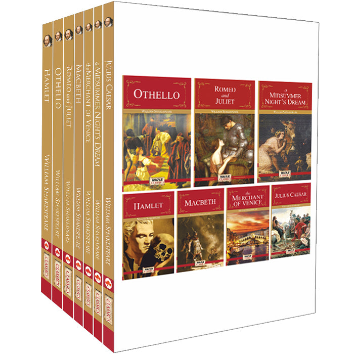 William Shakespeare (Set of 7 Books) - Othello, Romeo and Juliet, Hamlet, Macbeth, The Merchant of Venice, A Midsummer Nights Dream, Julius Caesar