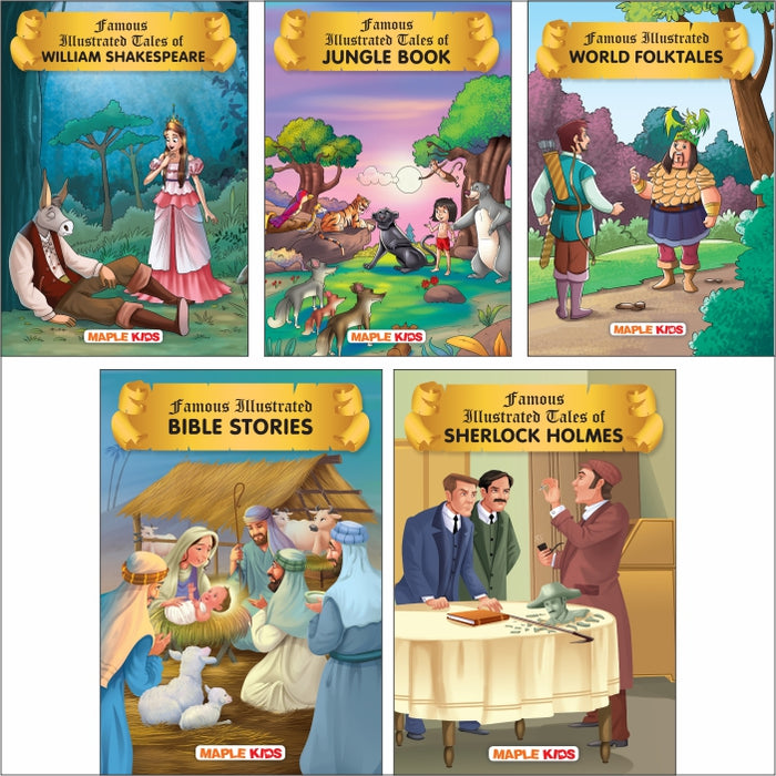 Stories from Around the World (Set of 5 Books) - World folktales, Bible Stories, Sherlock Holmes, Jungle Book, William Shakespeare