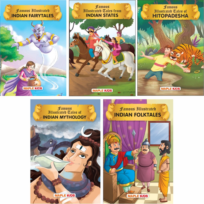 Stories from India (Set of 5 Books) - Tales from Indian States, Indian Folktales, Indian Fairytales, Hitopadesha, Indian Mythology