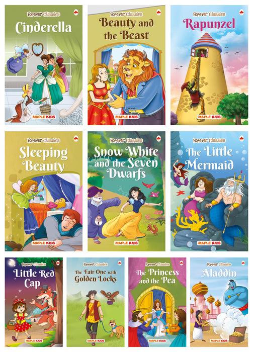 Princess Fairy Tales (Set of 10 Books) - Cinderella, Sleeping Beauty, Little Mermaid…Rapunzel, Aladdin, Fair one with Golden Locks, Little Red Cap